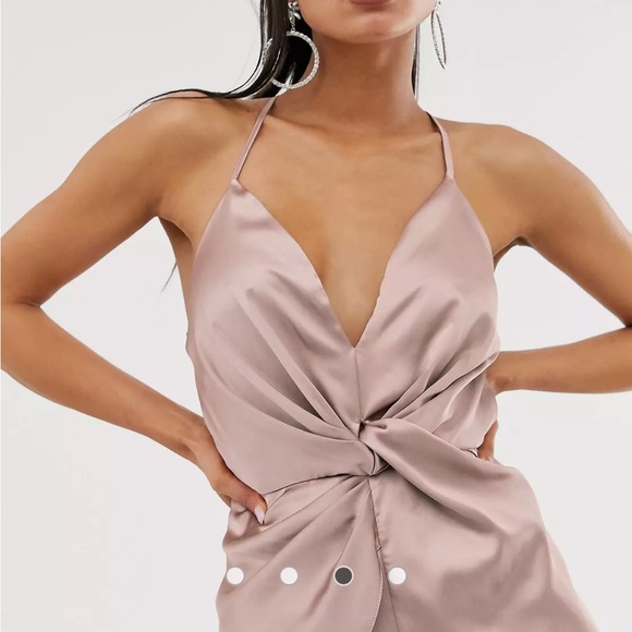 ANTHROPOLOGIE ASOS HEATHER ROSE KNOTTED TWIST FRONT BACKLESS JUMPSUIT - Size 4 - Picture 11 of 11